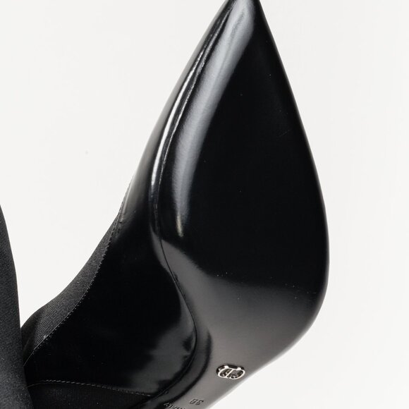 Christian Dior Black Leather Elastic Wrap Pointed Toe Stiletto Bootie - Picture 5 of 10